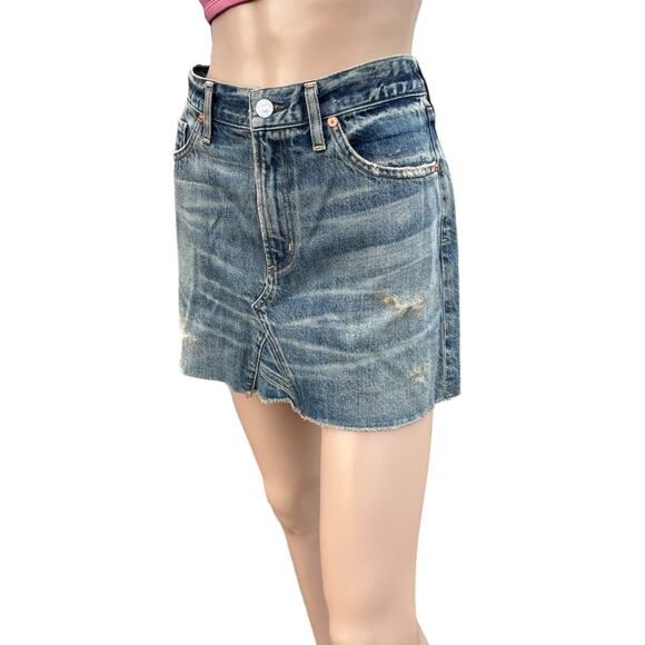 New Citizens of Humanity Blue Dirty Wash Distressed Cutoff Jean Mini Skirt Sz 27 - Picture 2 of 11